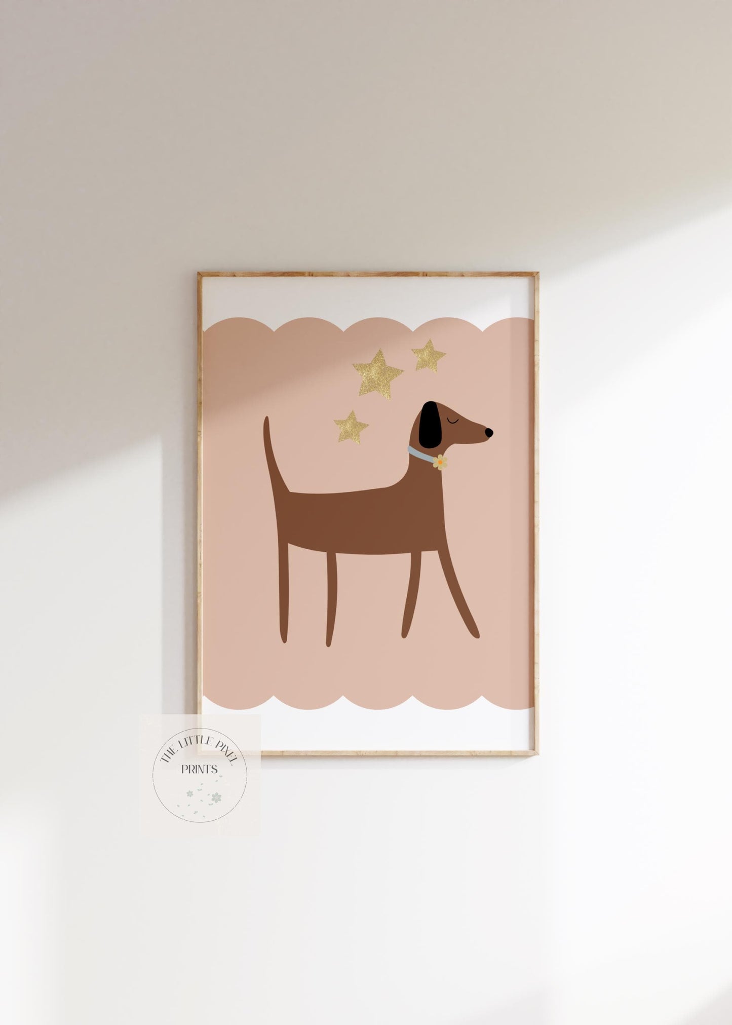 dachshund dog wall print for home, childrens nursery or bedroom