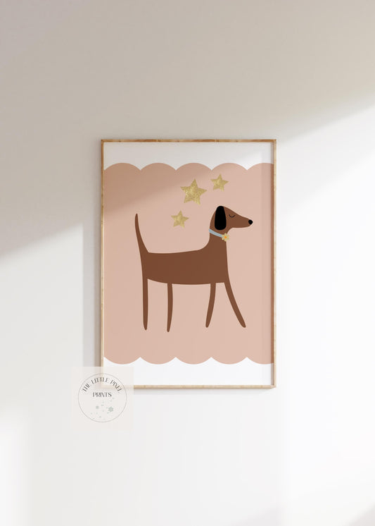 dachshund dog wall print for home, childrens nursery or bedroom