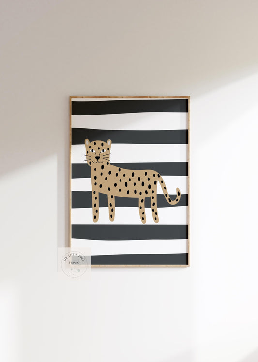 Childrens animal safari wall print for bedroom, nursery or playroom