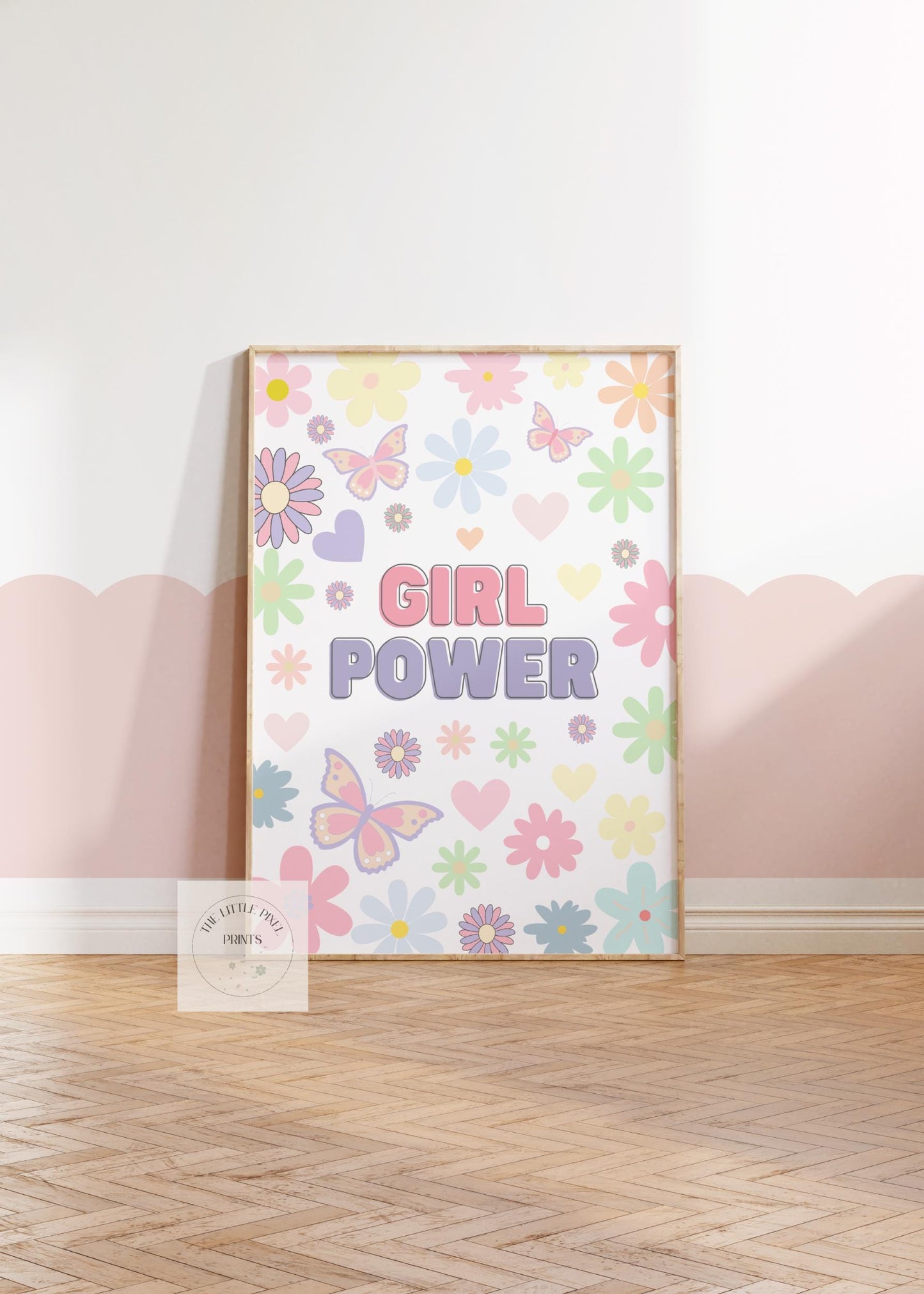Girl Power Colourful Floral Bright Flower Wall Print