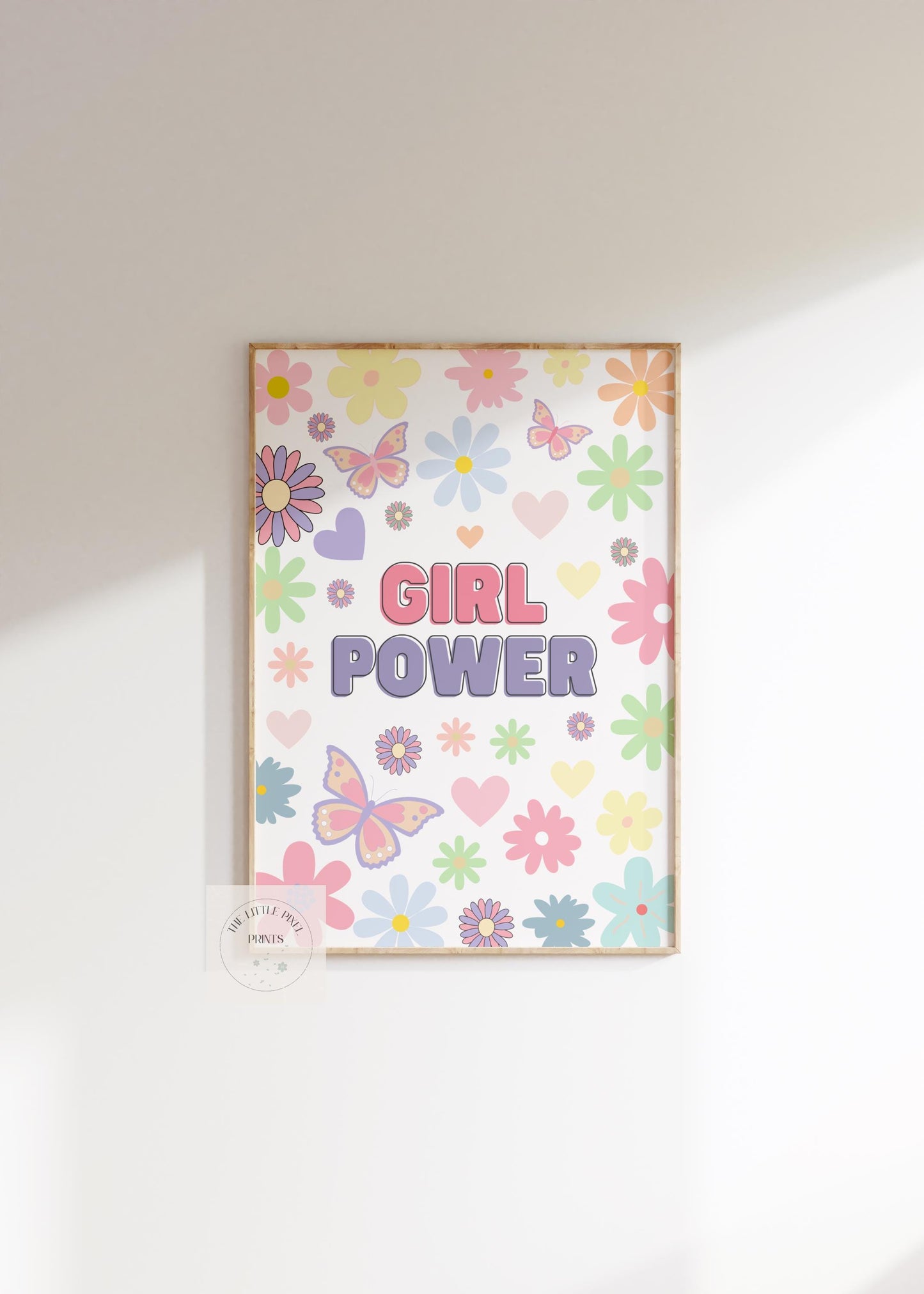 Girl Power Colourful Floral Bright Flower Wall Print