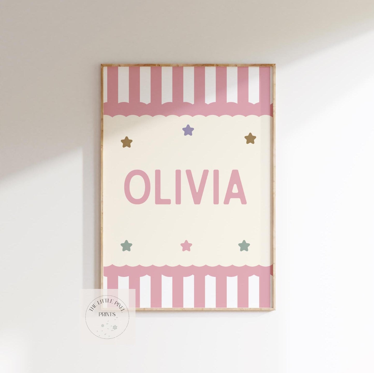 Personalised Girls Pink Wall Print: Nursery Decor