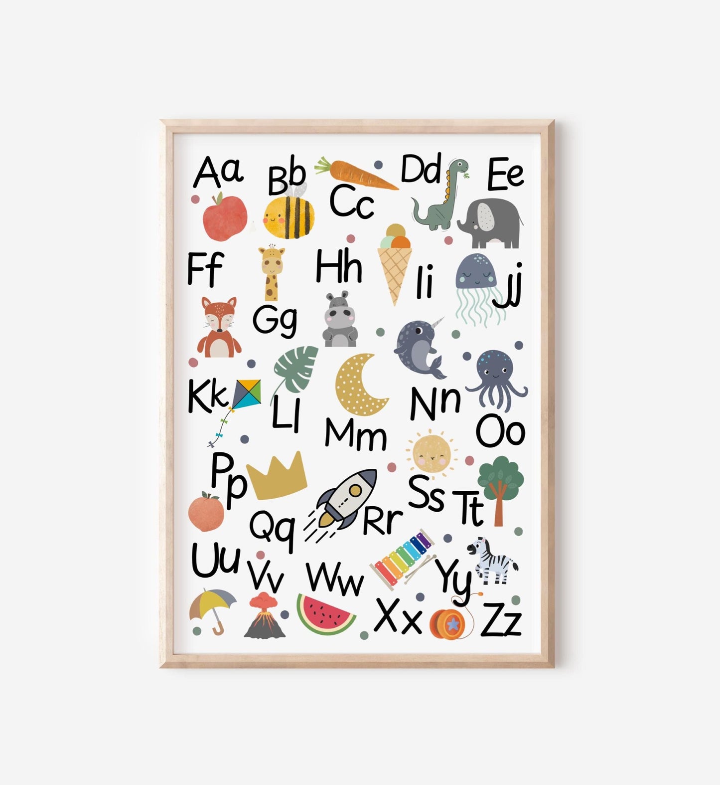 ABC Nursery Print: Children's Alphabet Poster, Boho Scandi Wall Art