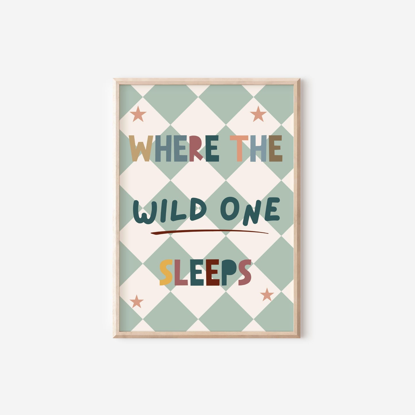 childrens where the wild ones sleep neutral scandi wall art print for childrens bedroom or nursery