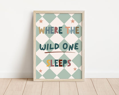 childrens where the wild ones sleep neutral scandi wall art print for childrens bedroom or nursery
