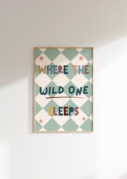 childrens where the wild ones sleep neutral scandi wall art print for childrens bedroom or nursery