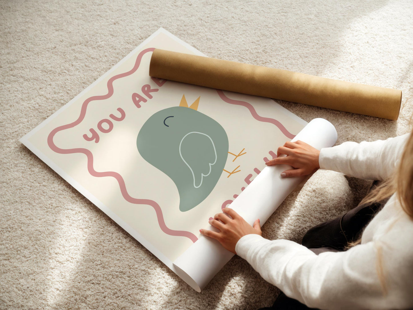 you are lovely cute bird print for childrens bedroom, nursery or playroom