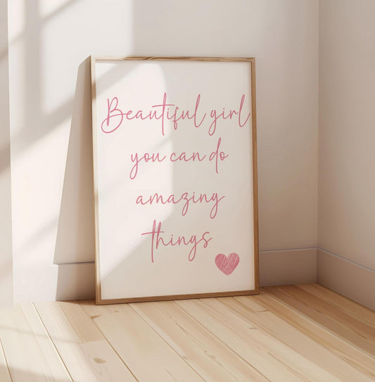 girls affirmation wall print, you can do anything  quote art, positive childrens room decor, girls nursery decor