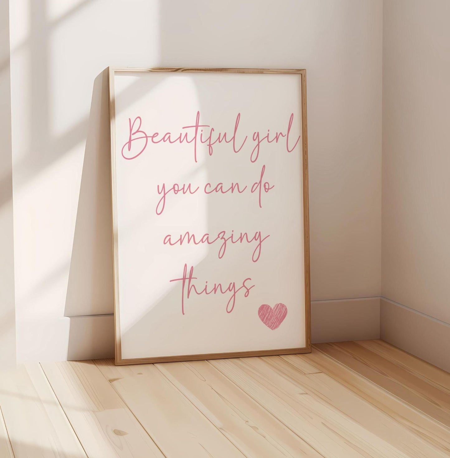 Beautiful Girl Print – Unframed Girls Bedroom Wall Art | Inspirational Nursery Decor