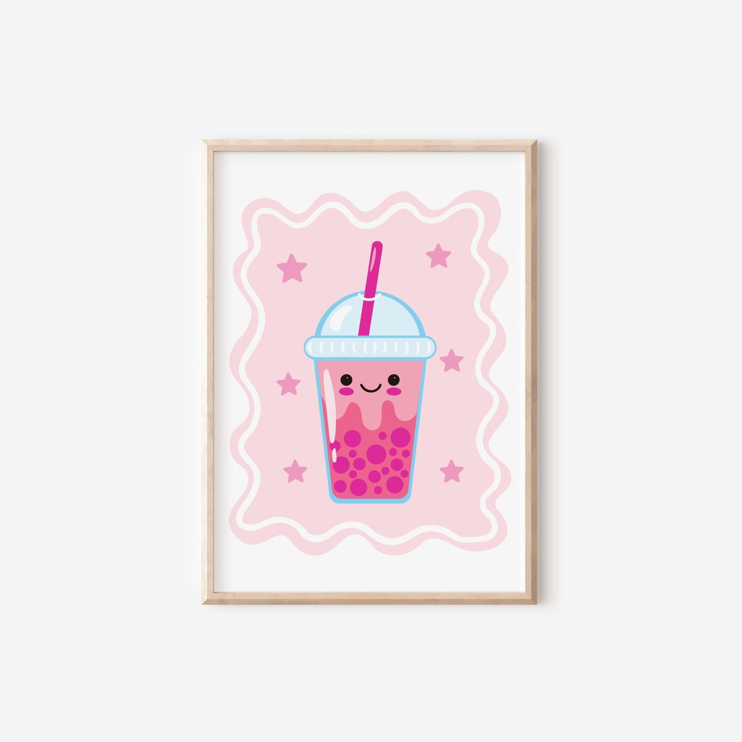 girl power bright bobo bubble tea retro print for girls bedroom, nursery or playroom
