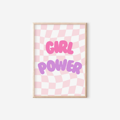 girls retro girl power bubble tea wall print set for childrens bedroom or playroom
