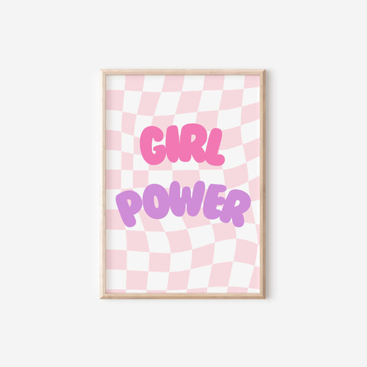 girls retro girl power bubble tea wall print set for childrens bedroom or playroom