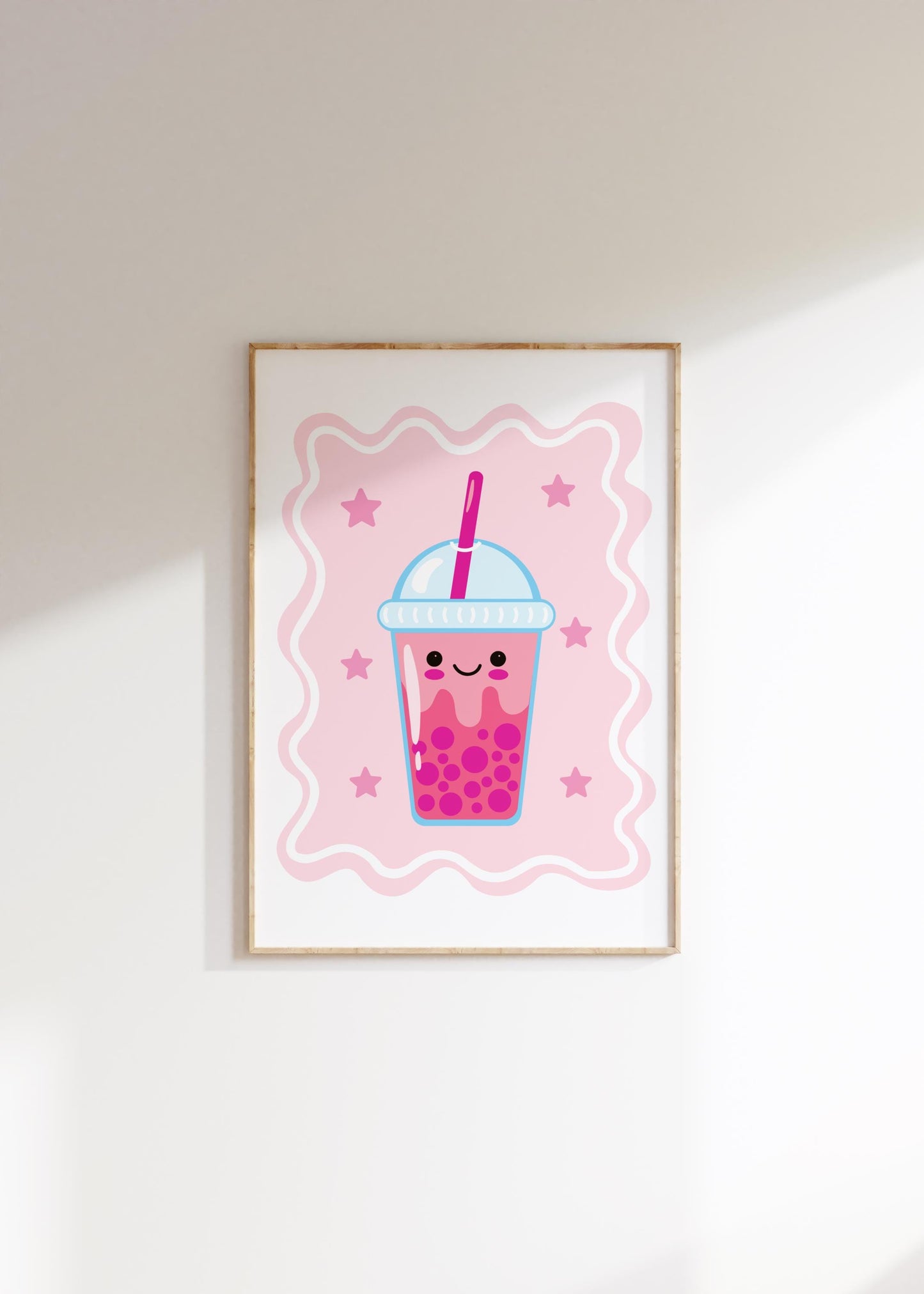 girls retro girl power bubble tea wall print set for childrens bedroom or playroom