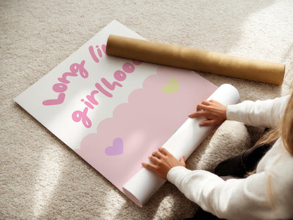 Girls Bedroom Wall Art Set, Retro Happy Face Prints in Pastel Colours,  Nursery Decor