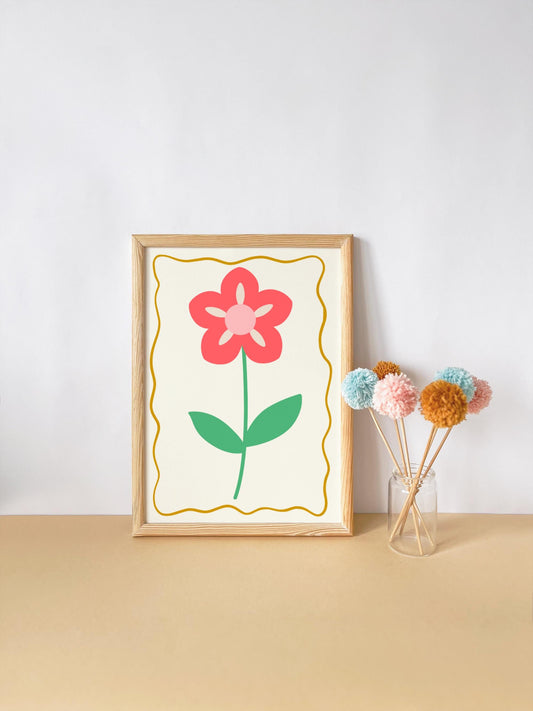 girls personalised floral wall print set for nursery, bedroom or playroom