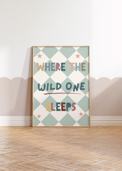 childrens where the wild ones sleep neutral scandi wall art print for childrens bedroom or nursery