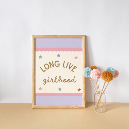 long live girlhood bright pastel print for girls bedroom, nursery or playroom ( print only )