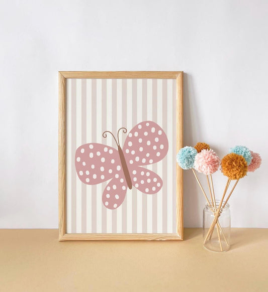 pretty butterfly wall print for girls nursery, bedroom or playroom
