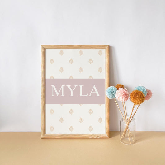 personalised print for girls nursery, bedroom or playroom, vintage style poster for childrens room
