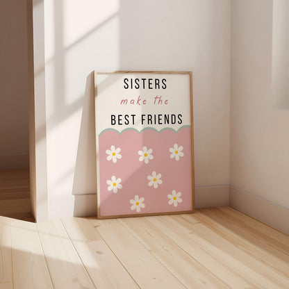 Personalised Sister Floral Print Set: Nursery Decor