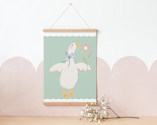 Goose Floral Print: Girls Nursery, Playroom Decor