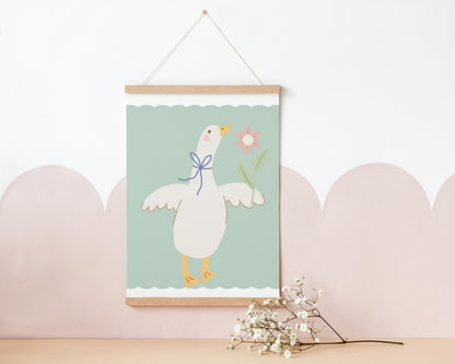 Goose Floral Print: Girls Nursery, Playroom Decor