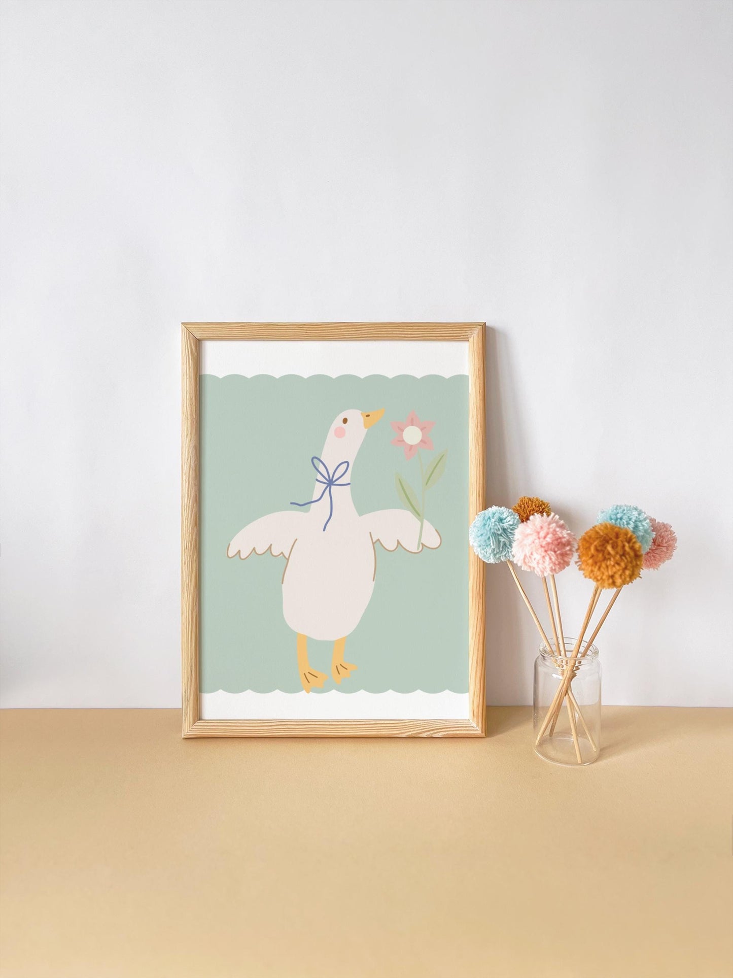 Goose Floral Print: Girls Nursery, Playroom Decor