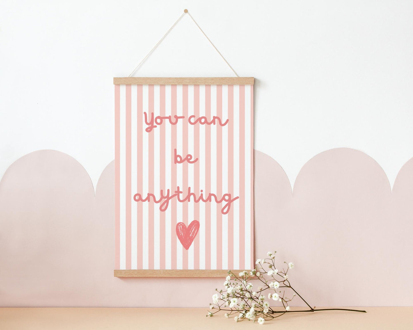 girls wall print "you can be anything" affirmation poster for bedroom or nursery