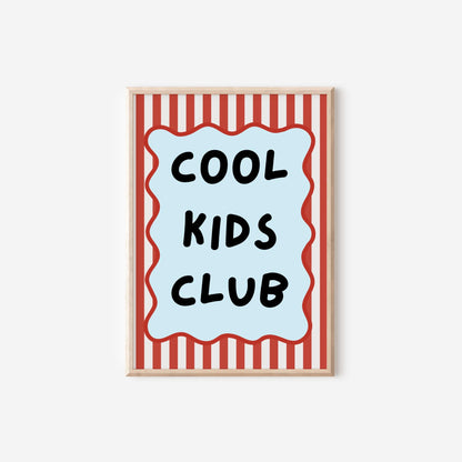 Cool Kids Club Print, Red & Blue Nursery Wall Art