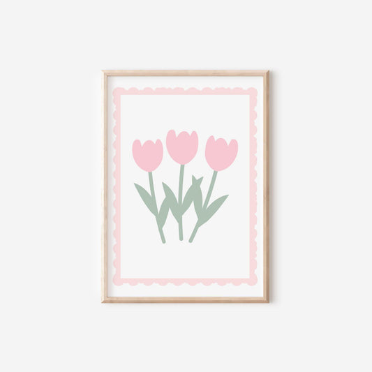Personalized Floral Girl Room Prints: Pink Name Initial Art Set