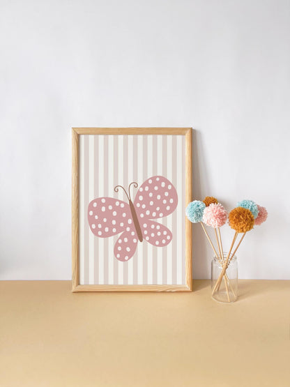 Personalised Floral Butterfly Nursery Print Set: Girl's Bedroom Decor