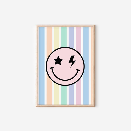 Retro Smile Face Print: Playroom, Nursery, or Kids Bedroom Decor