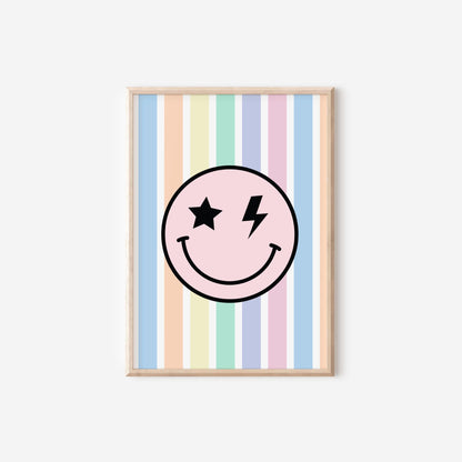 Retro Smile Face Print: Playroom, Nursery, or Kids Bedroom Decor