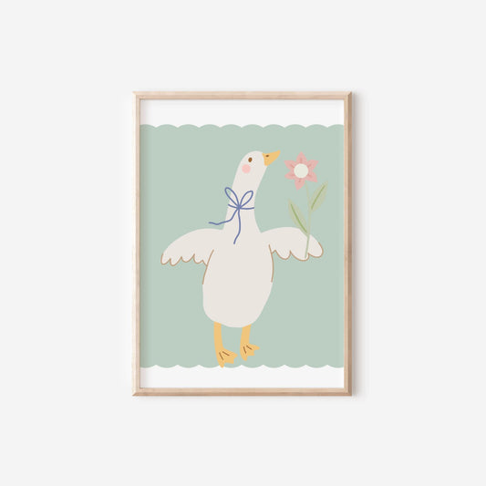 Goose Floral Print: Girls Nursery, Playroom Decor