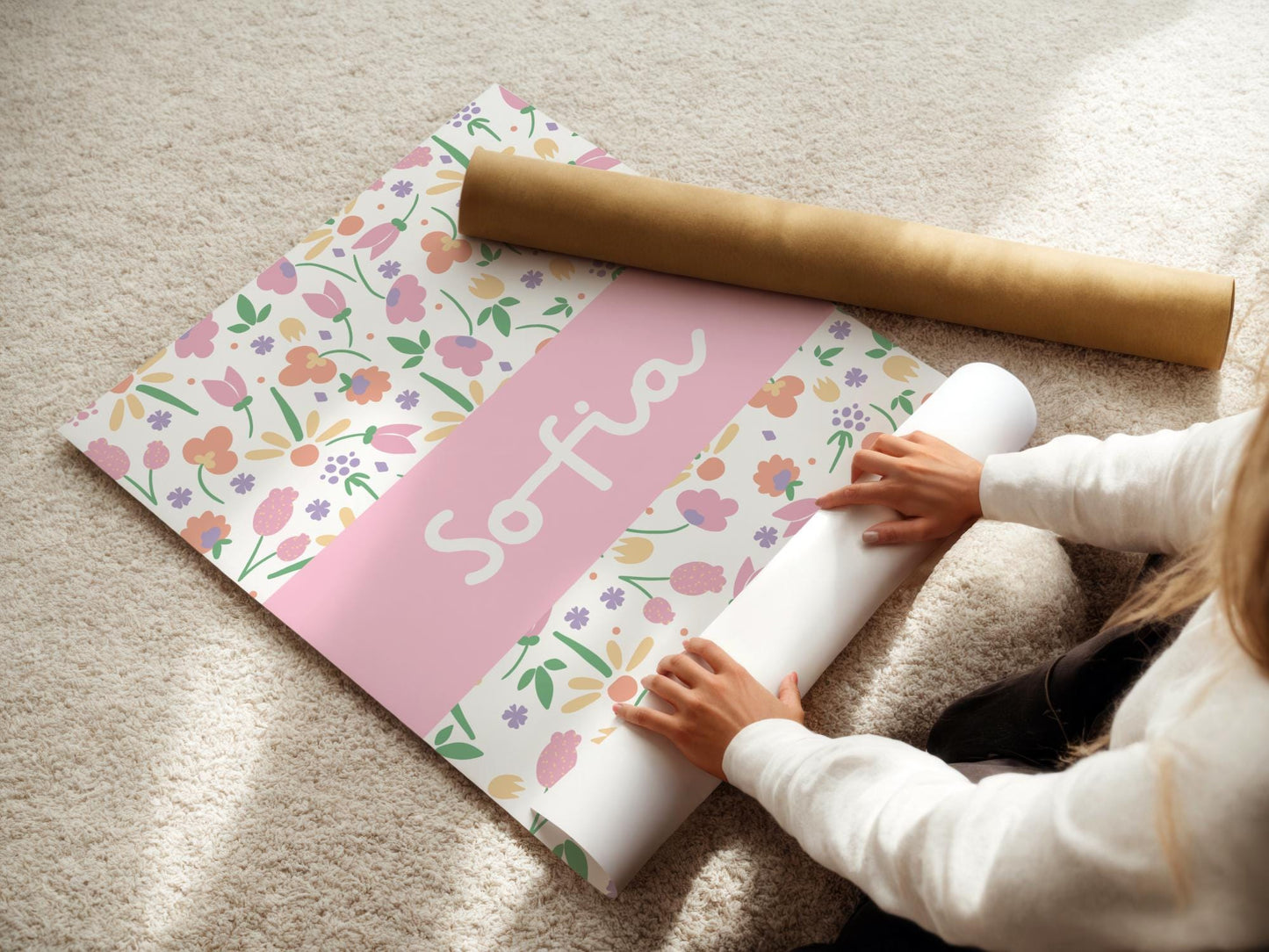 Personalised Floral Nursery Print: Girls Bedroom Wall Art