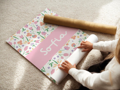 Personalised Floral Nursery Print: Girls Bedroom Wall Art