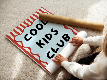 cool kids club childrens wall print for bedroom or nursery