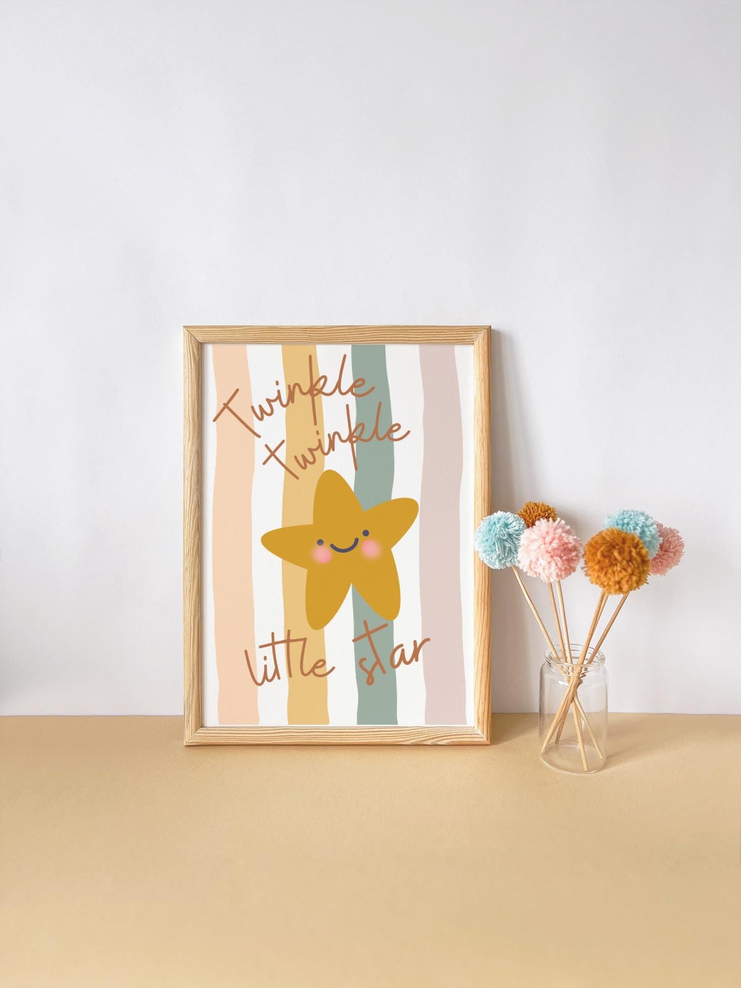 childrens wall print neutral twinkle twinkle little star happy star print