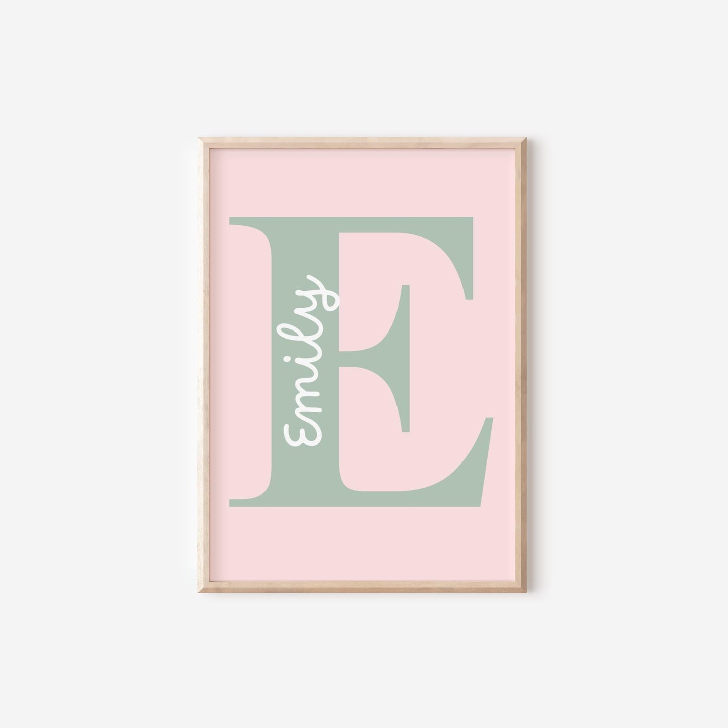 Personalized Floral Girl Room Prints: Pink Name Initial Art Set
