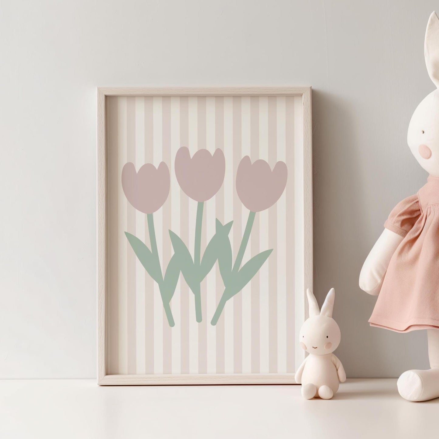 Girls floral wall print for nursery or bedroom featuring tulips (print only)