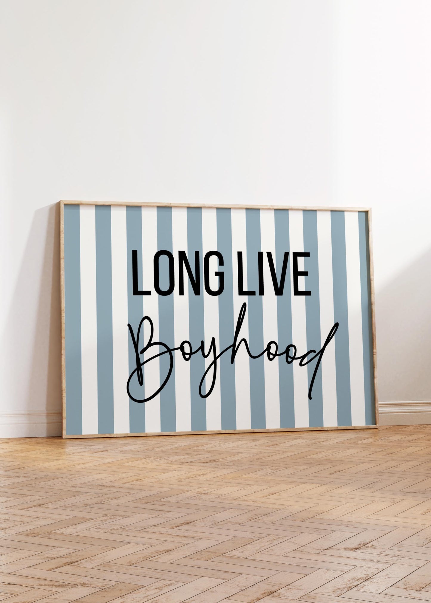 long live boyhood blue striped print for boys bedroom, nursery or playrooom