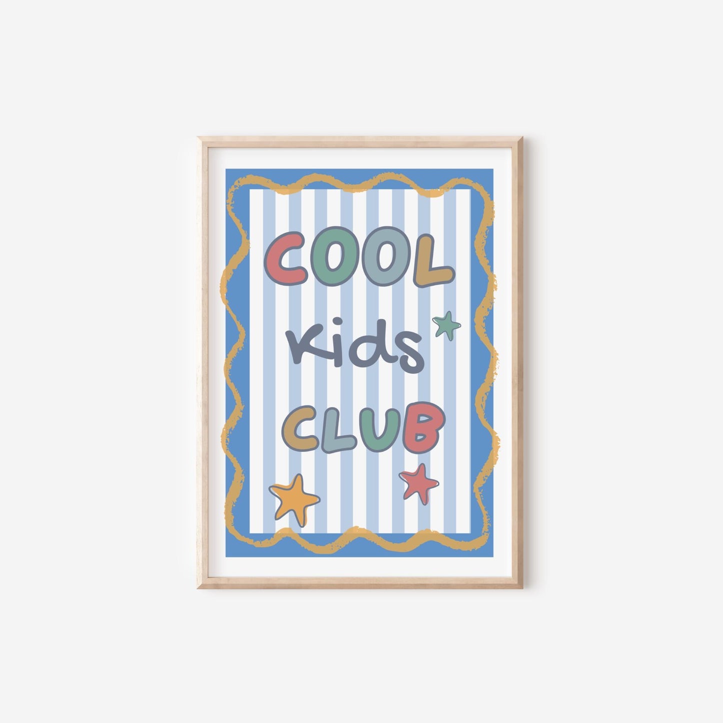 colourful cool kids club childrens wall print for bedroom or nursery