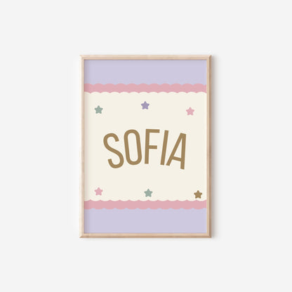 Personalized Girls Name Print: Purple Pastel Nursery Decor