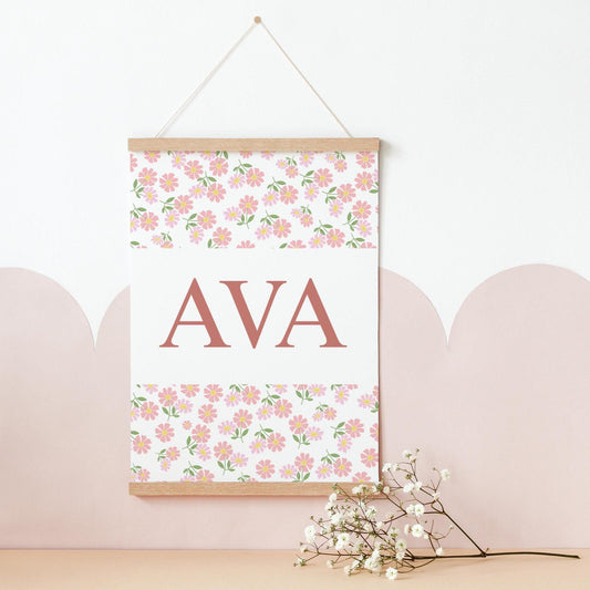 Personalized Floral Name Print: Girl's Nursery, Bedroom Wall Art