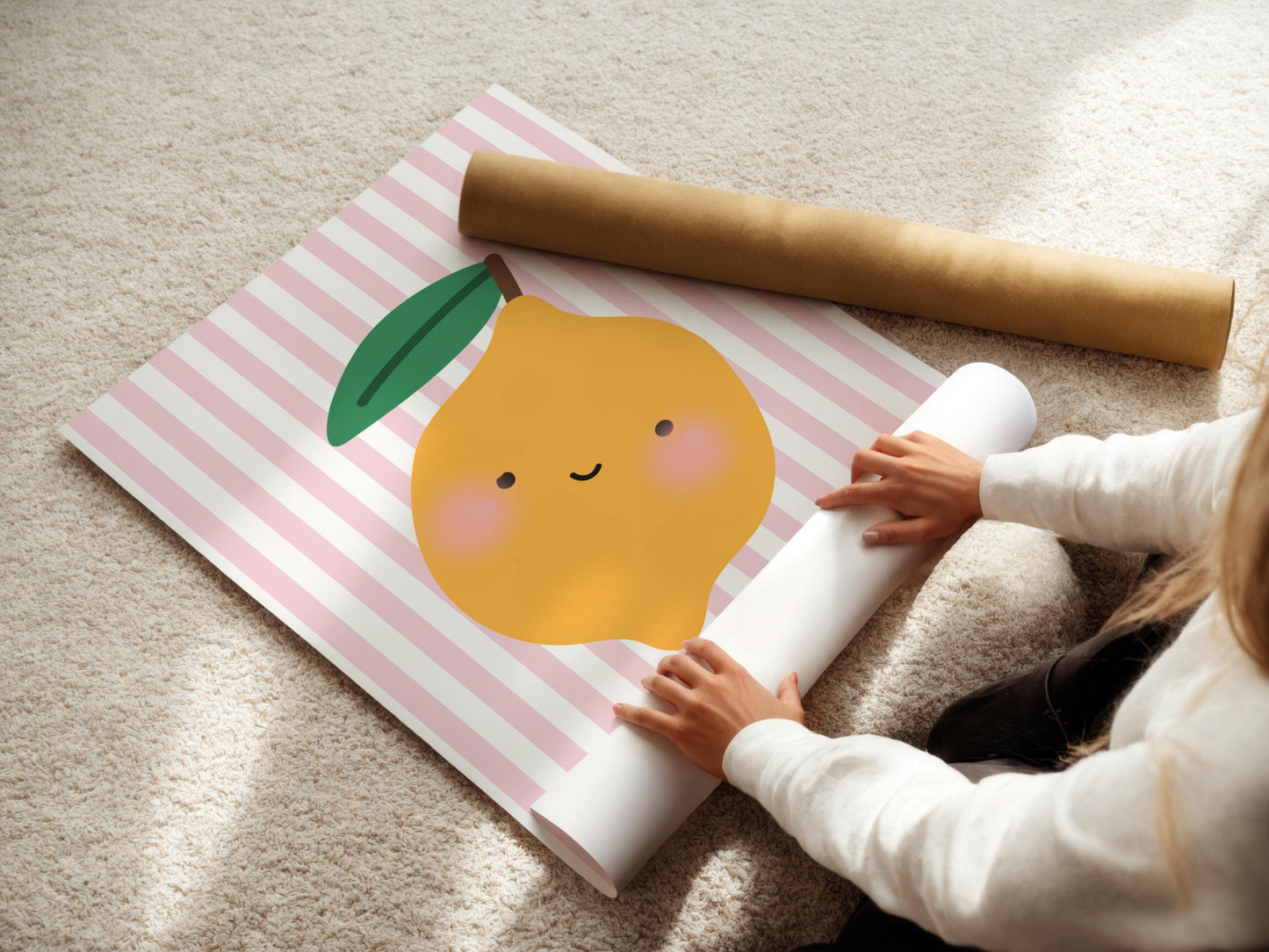 happy lemon wall print for home, childrens bedroom, kitchen or nursery