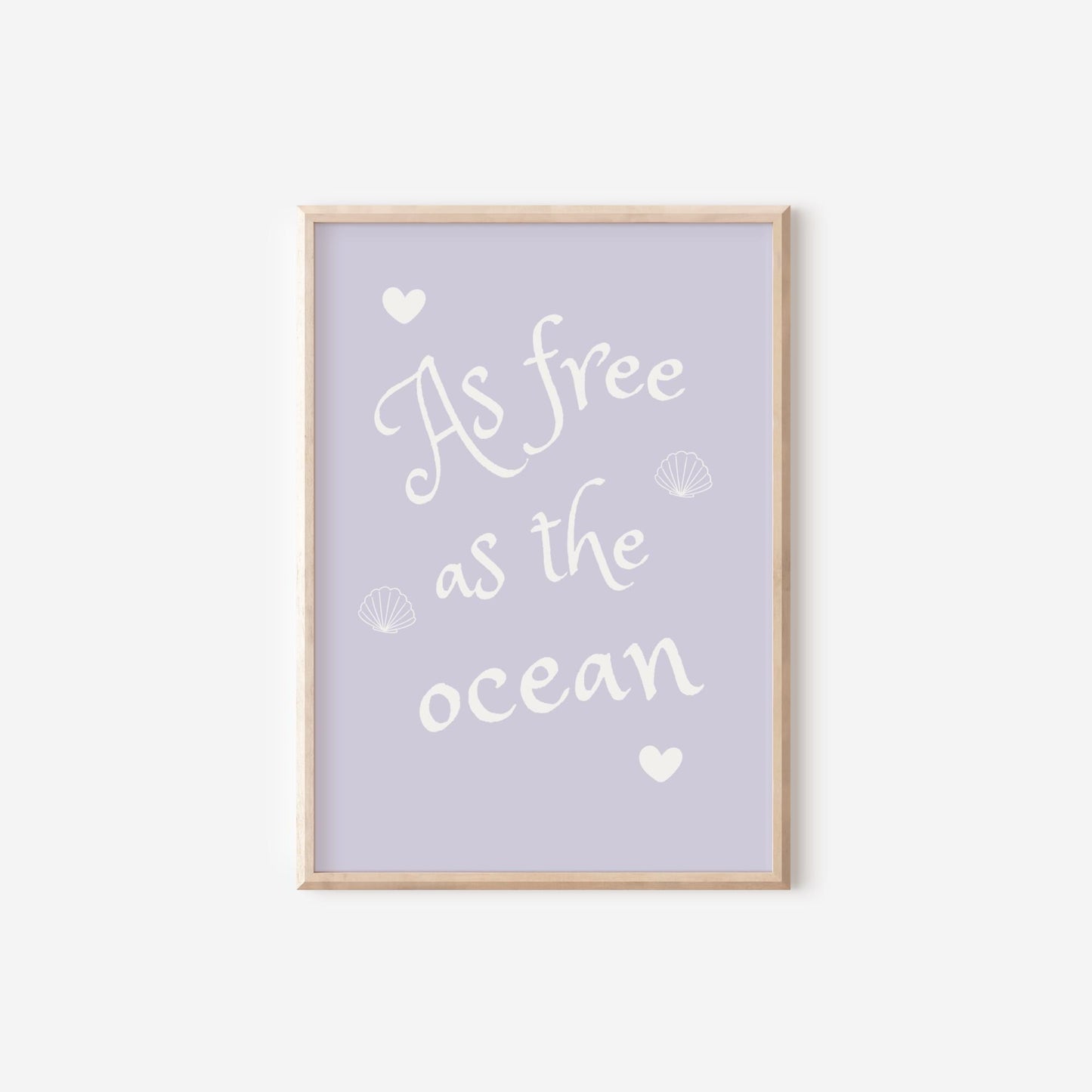 as free as the ocean mermaid and shells print set for girls bedroom or nursery