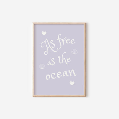 as free as the ocean mermaid and shells print set for girls bedroom or nursery