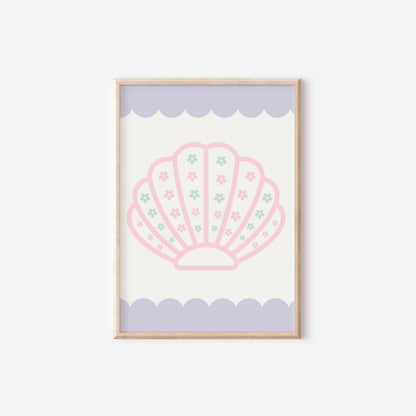 as free as the ocean mermaid and shells print set for girls bedroom or nursery