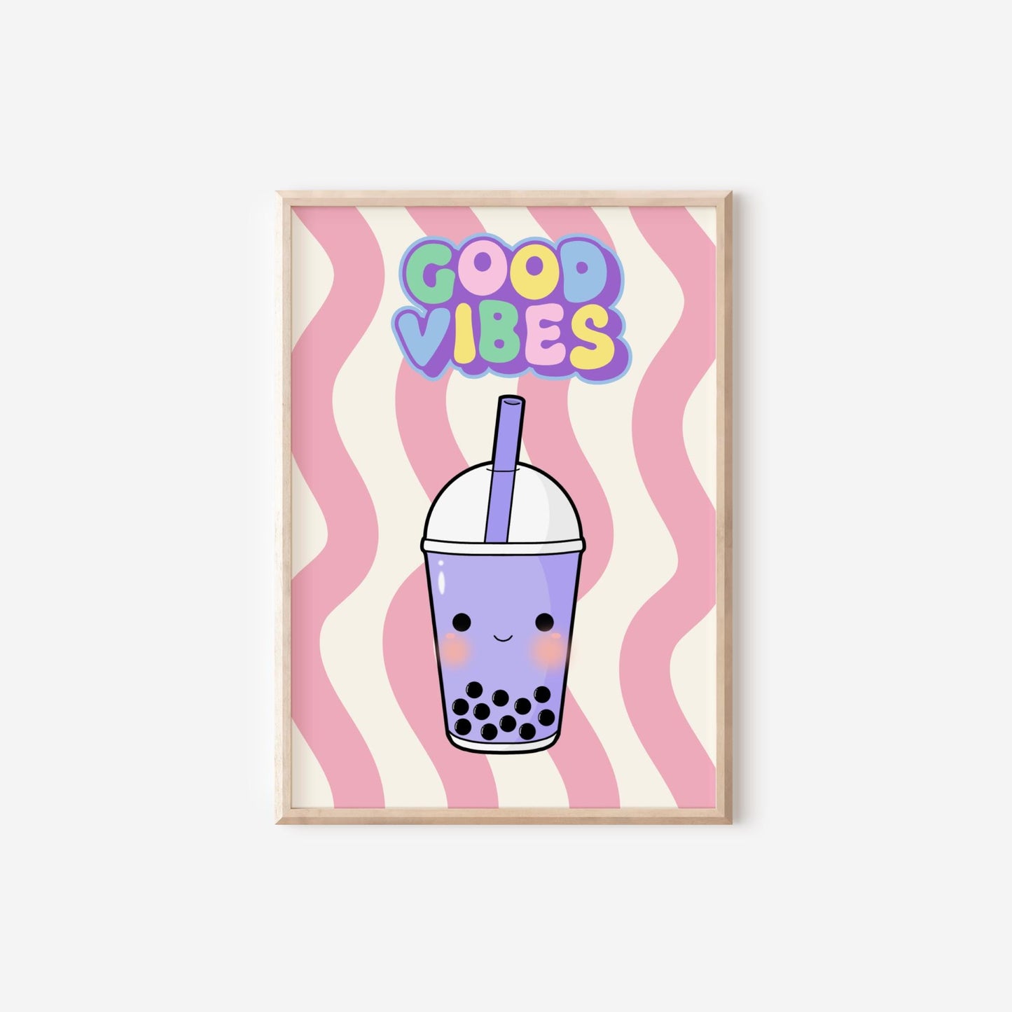 Retro Bubble Tea Print: Good Vibes Nursery Wall Art