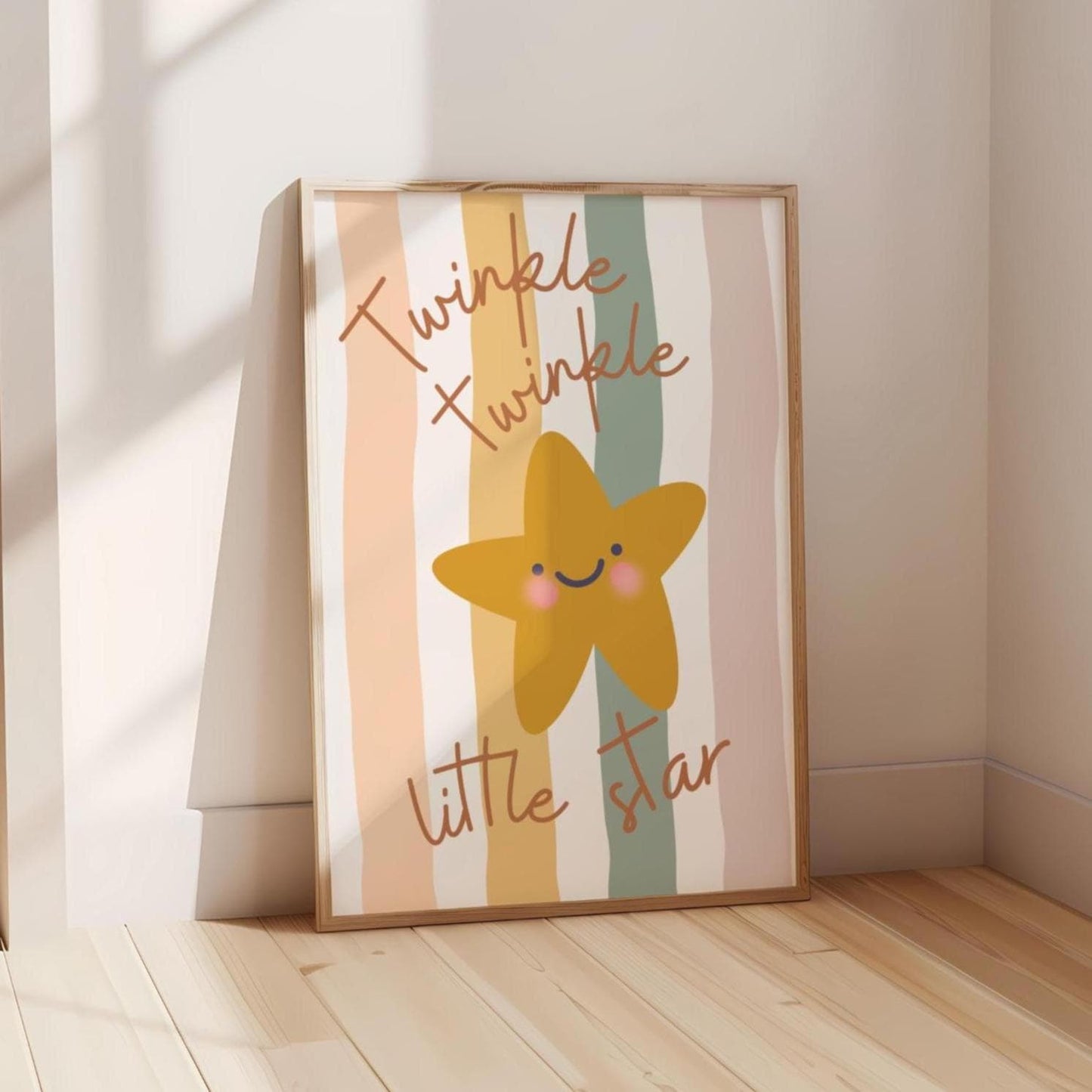 childrens wall print neutral twinkle twinkle little star happy star print